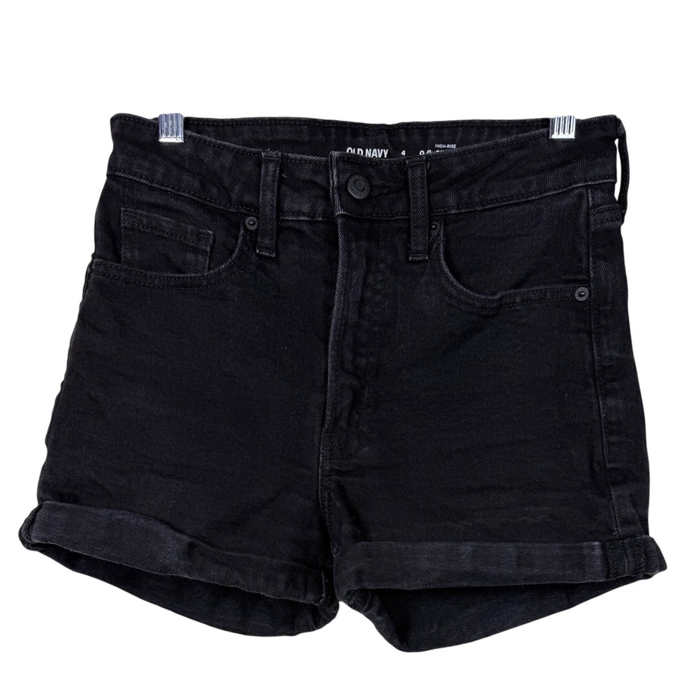Old Navy Denim‎ Shorts Women 4 Black OG Straight High Rise Cuffed Casual